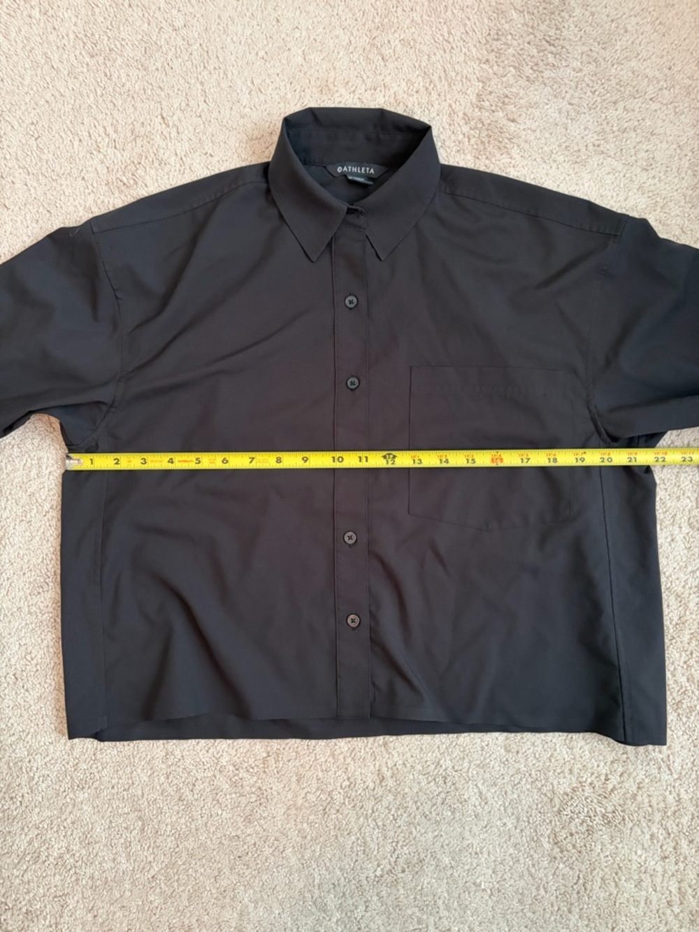 Athleta Cropped Stretch Tech Top Women's Size XS Black Button Down Long Sleeves - Picture 11 of 11